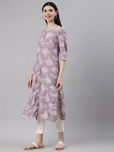Neeru'S L Gray Color Rayon Fabric Kurta