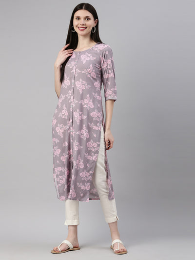 Neeru'S L Gray Color Rayon Fabric Kurta