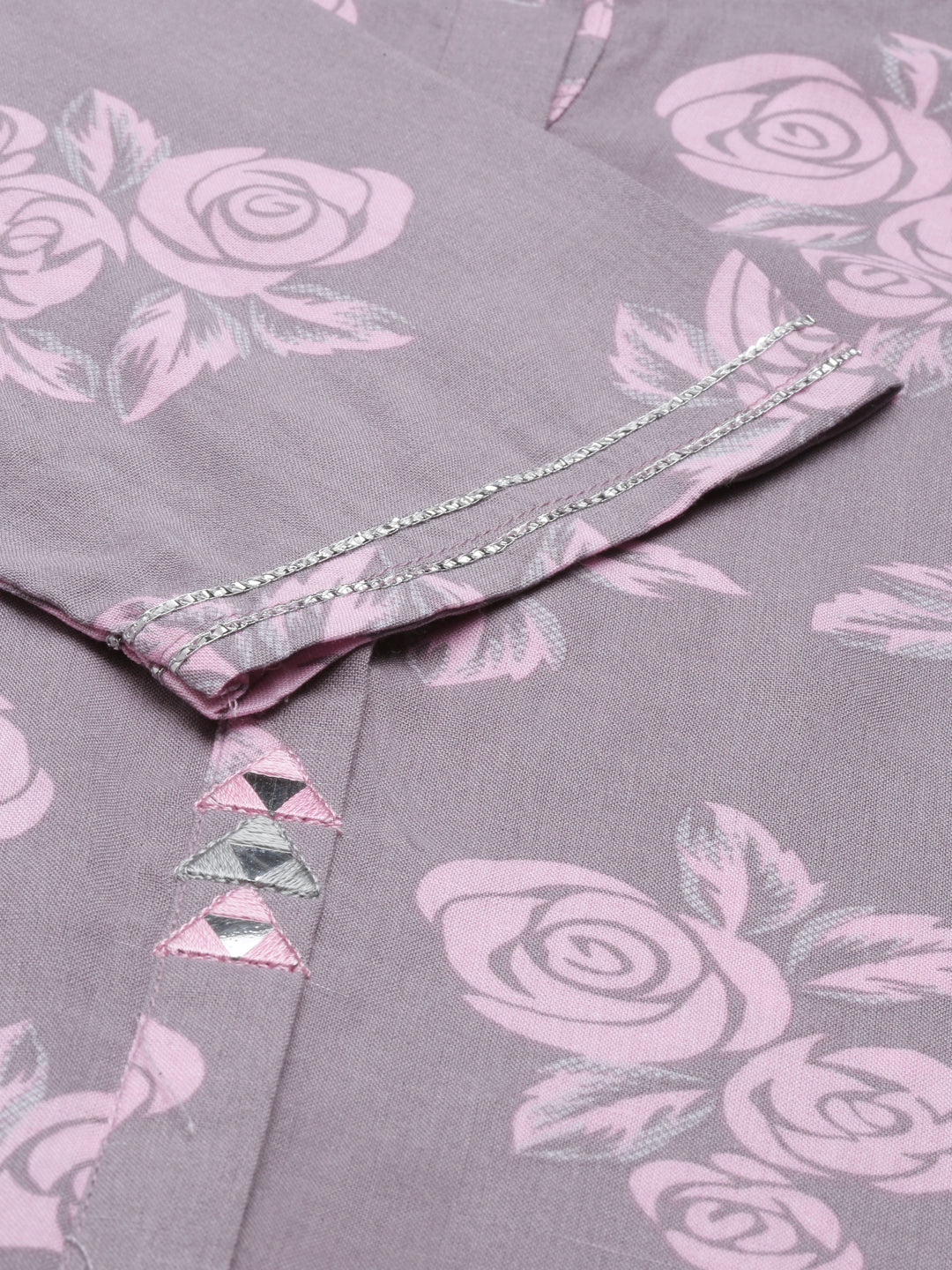 Neerus Grey rayon printed kurti - detail view 4