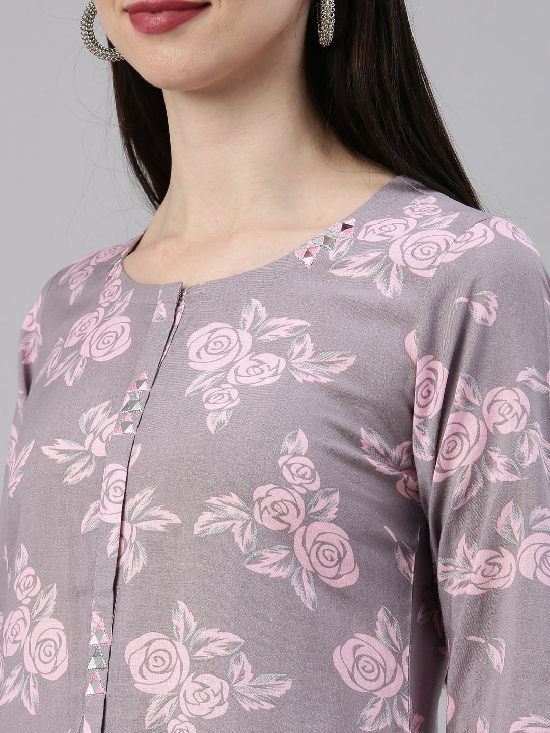 Neeru'S L Gray Color Rayon Fabric Kurta