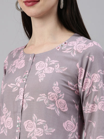 Neeru'S L Gray Color Rayon Fabric Kurta