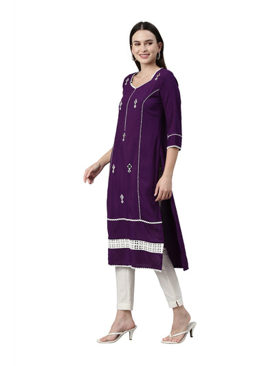 Neeru's Purple Color Rayon Fabric Kurta