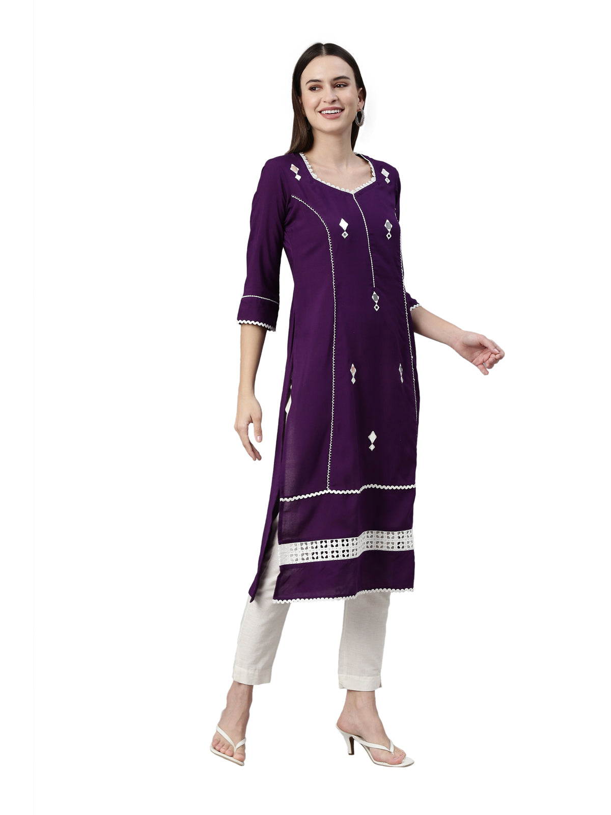 Neeru's Purple Color Rayon Fabric Kurta