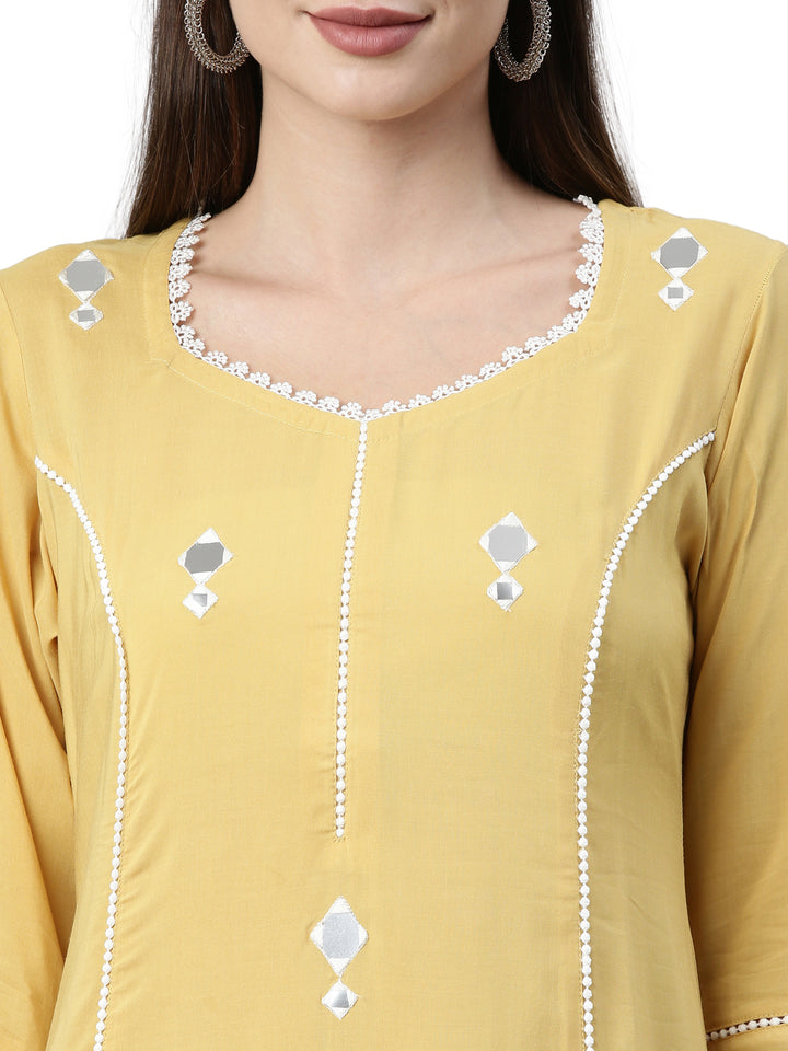 Neerus Yellow Color Rayon Fabric Kurta