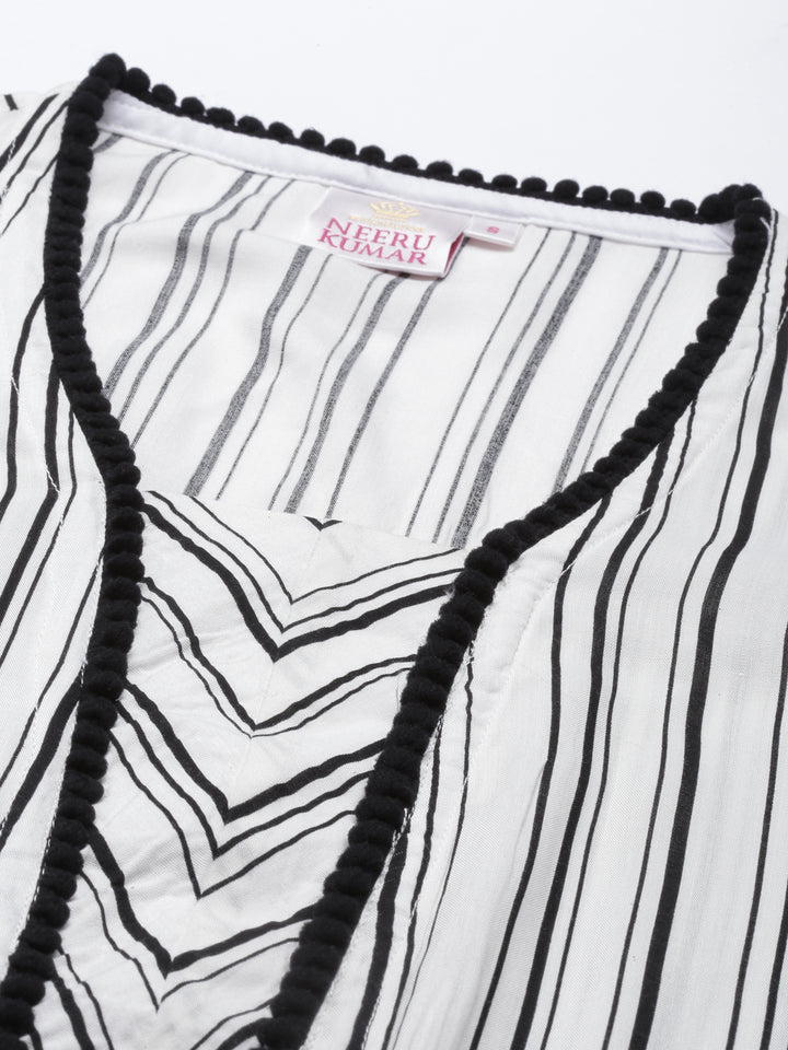 Neerus Off White Color Rayon Fabric Kurta & Palazzo Set