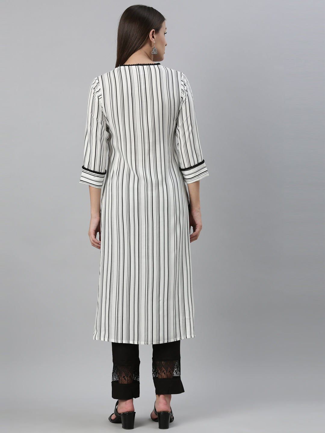 Neerus Off White Color Rayon Fabric Kurta & Palazzo Set