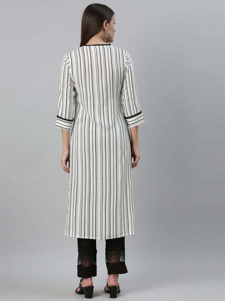 Neerus Off White Color Rayon Fabric Kurta & Palazzo Set