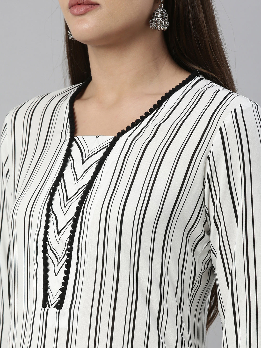 Neerus Off White Color Rayon Fabric Kurta & Palazzo Set