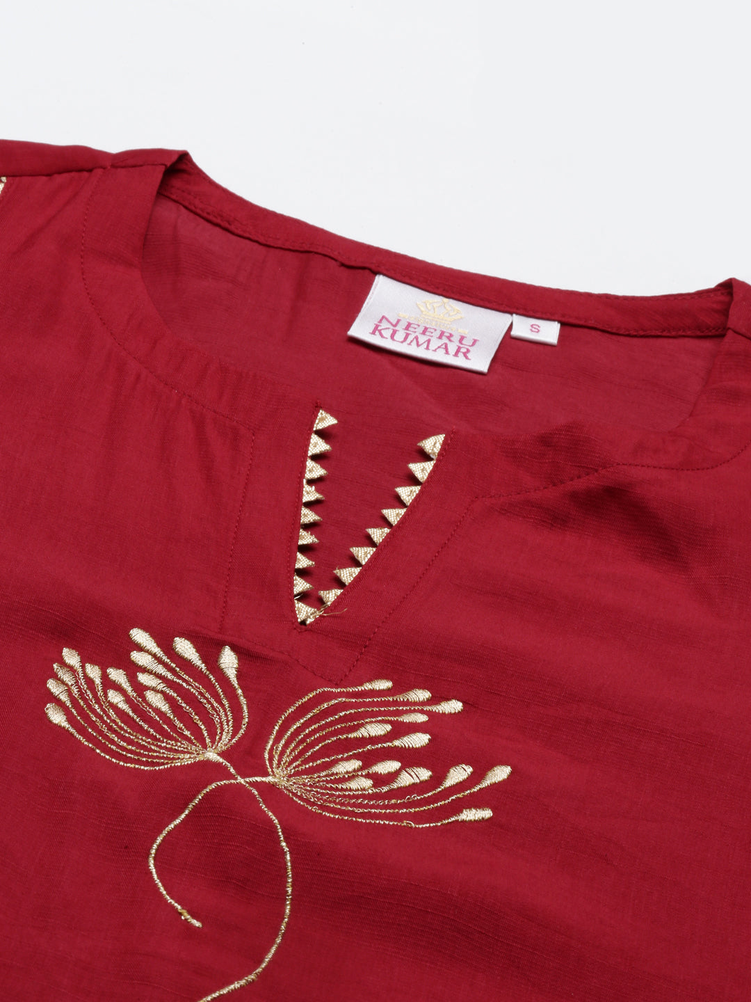 Neerus Maroon Color Rayon Fabric Suit Set