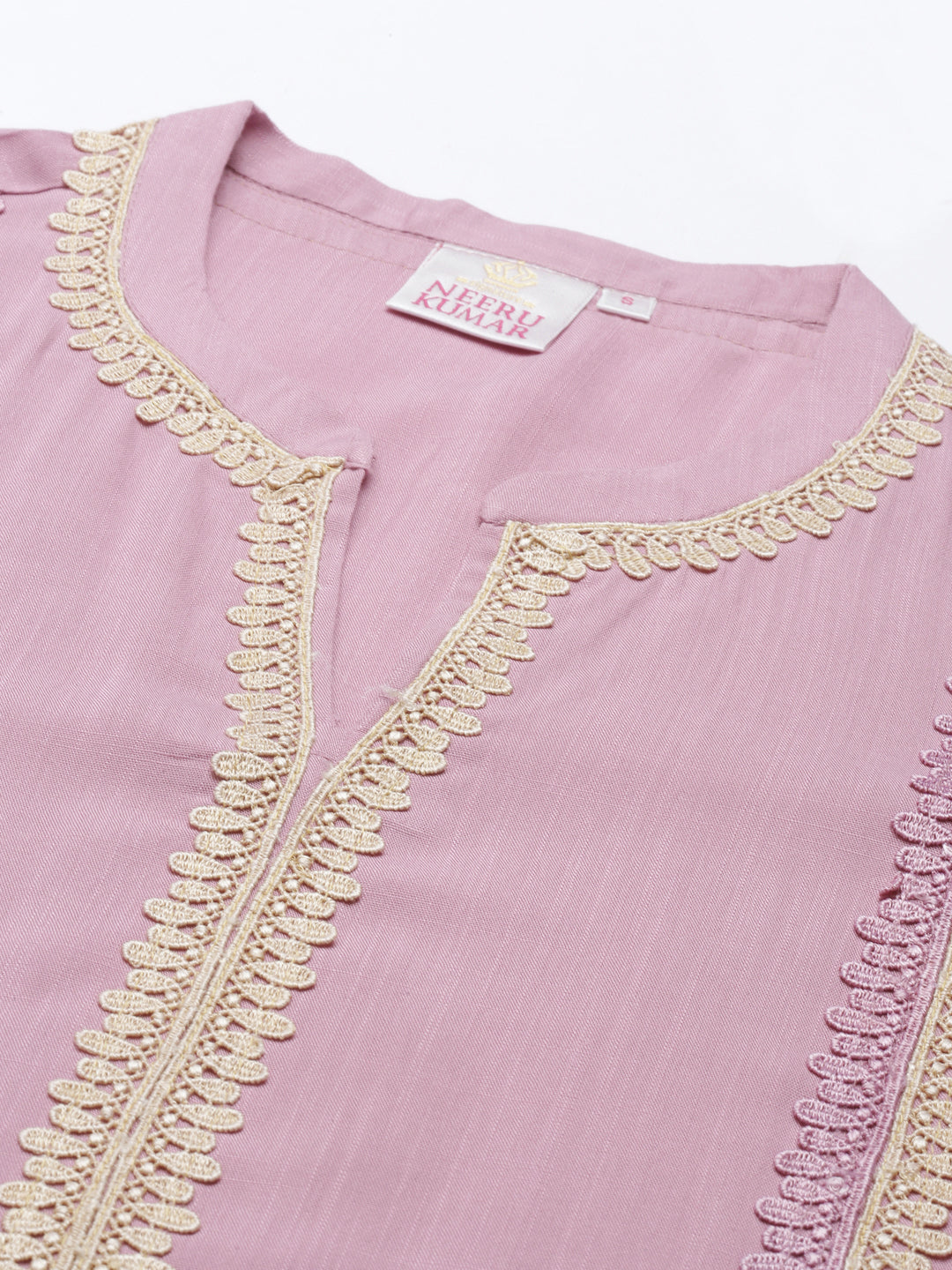 Neerus Purple rayon solid kurta - back view