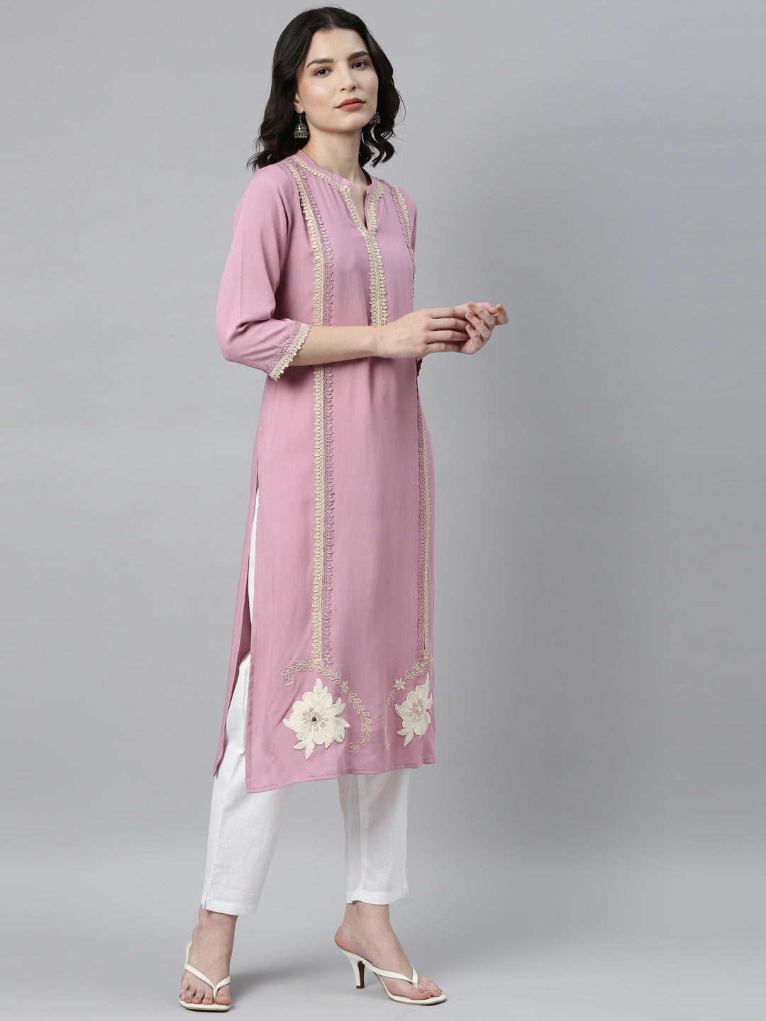 Neeru's Lavender Color Rayon Fabric Kurta
