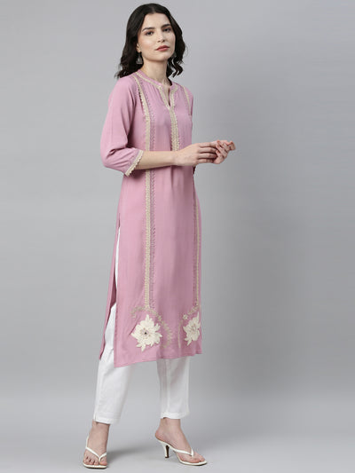 Neeru'S LAVENDER Color RAYON Fabric Kurta