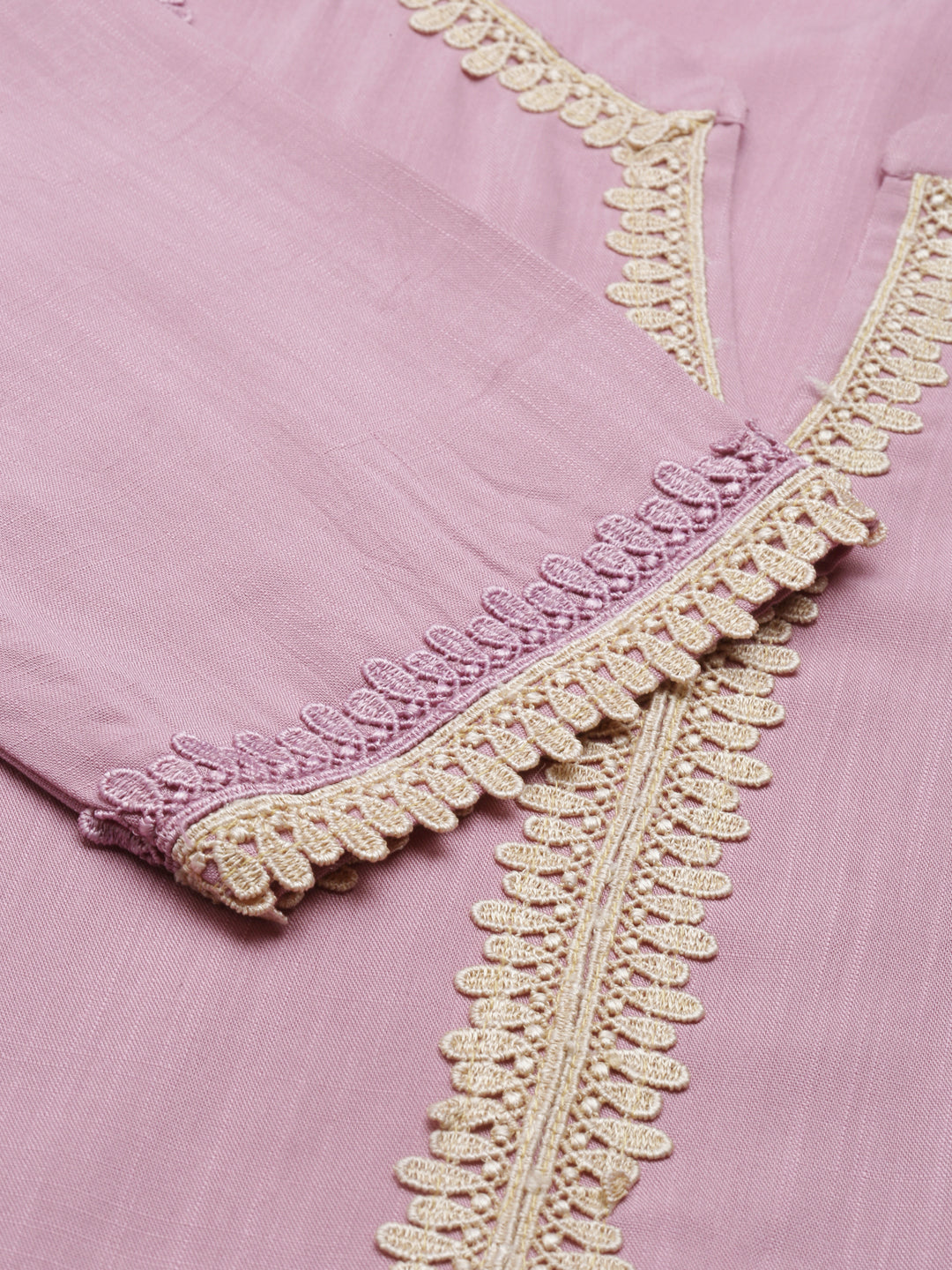 Neerus Purple rayon solid kurta - detail view 4