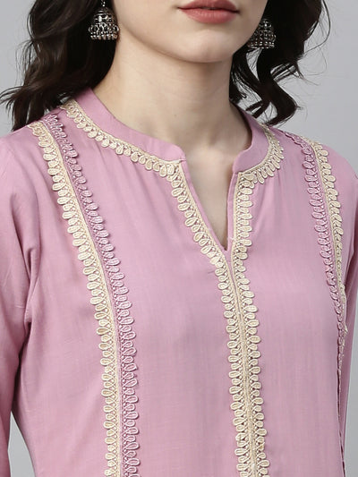 Neeru'S LAVENDER Color RAYON Fabric Kurta