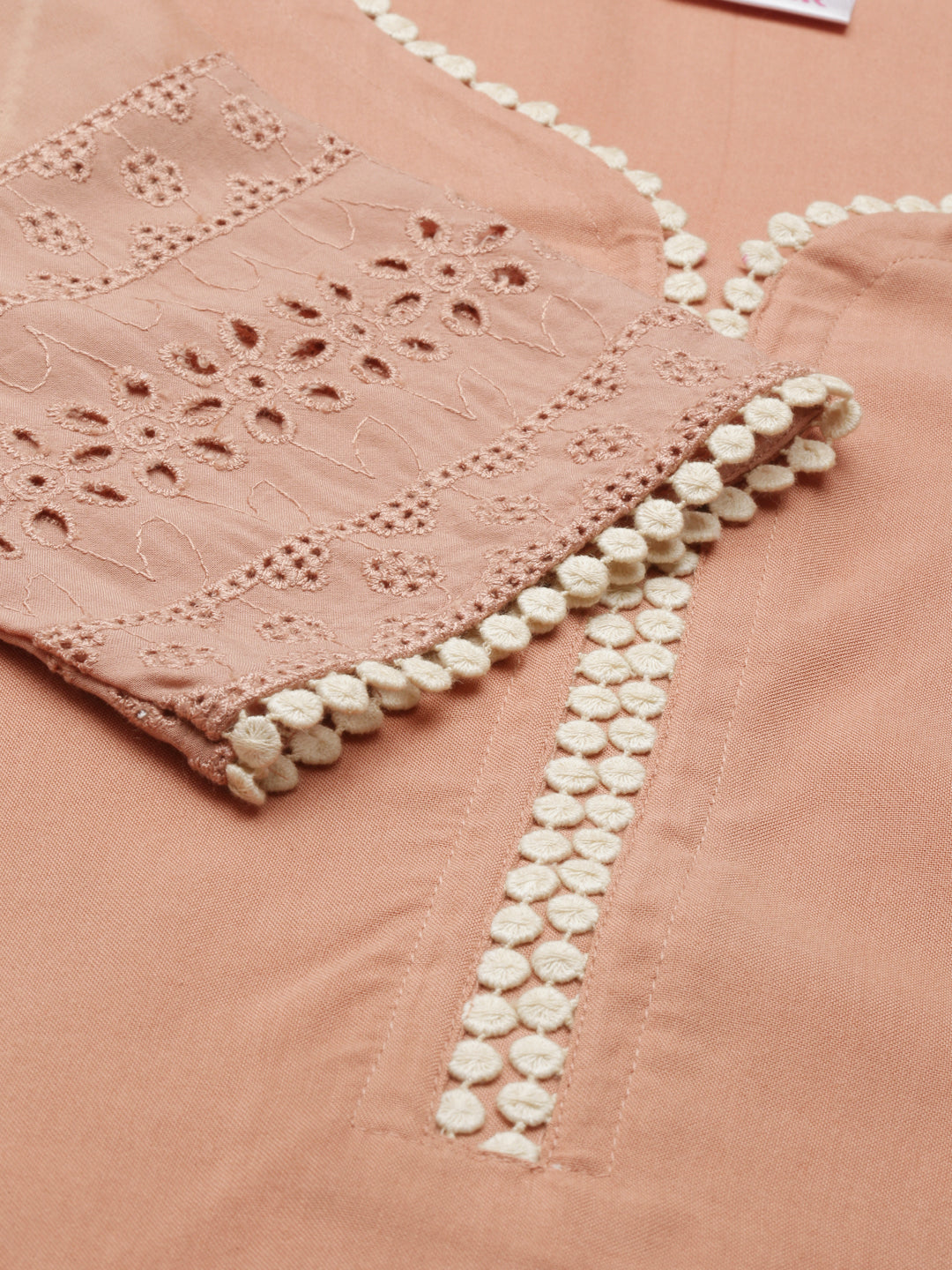 Neerus Peach Color Rayon Fabric Kurta