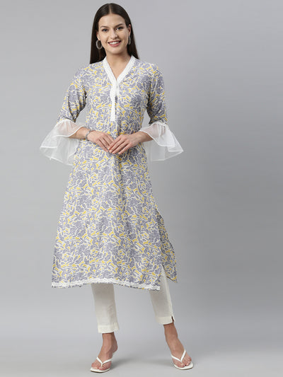Neeru'S Grey Color Rayon Fabric Kurta