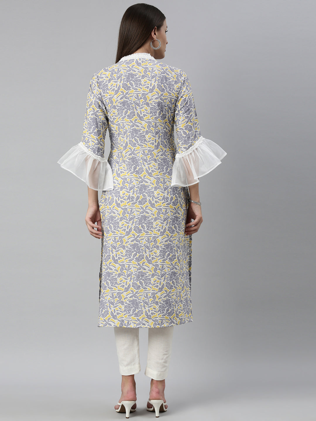 Neerus Grey Color Rayon Fabric Kurta