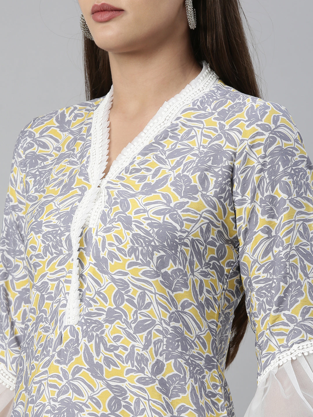 Neerus Grey Color Rayon Fabric Kurta