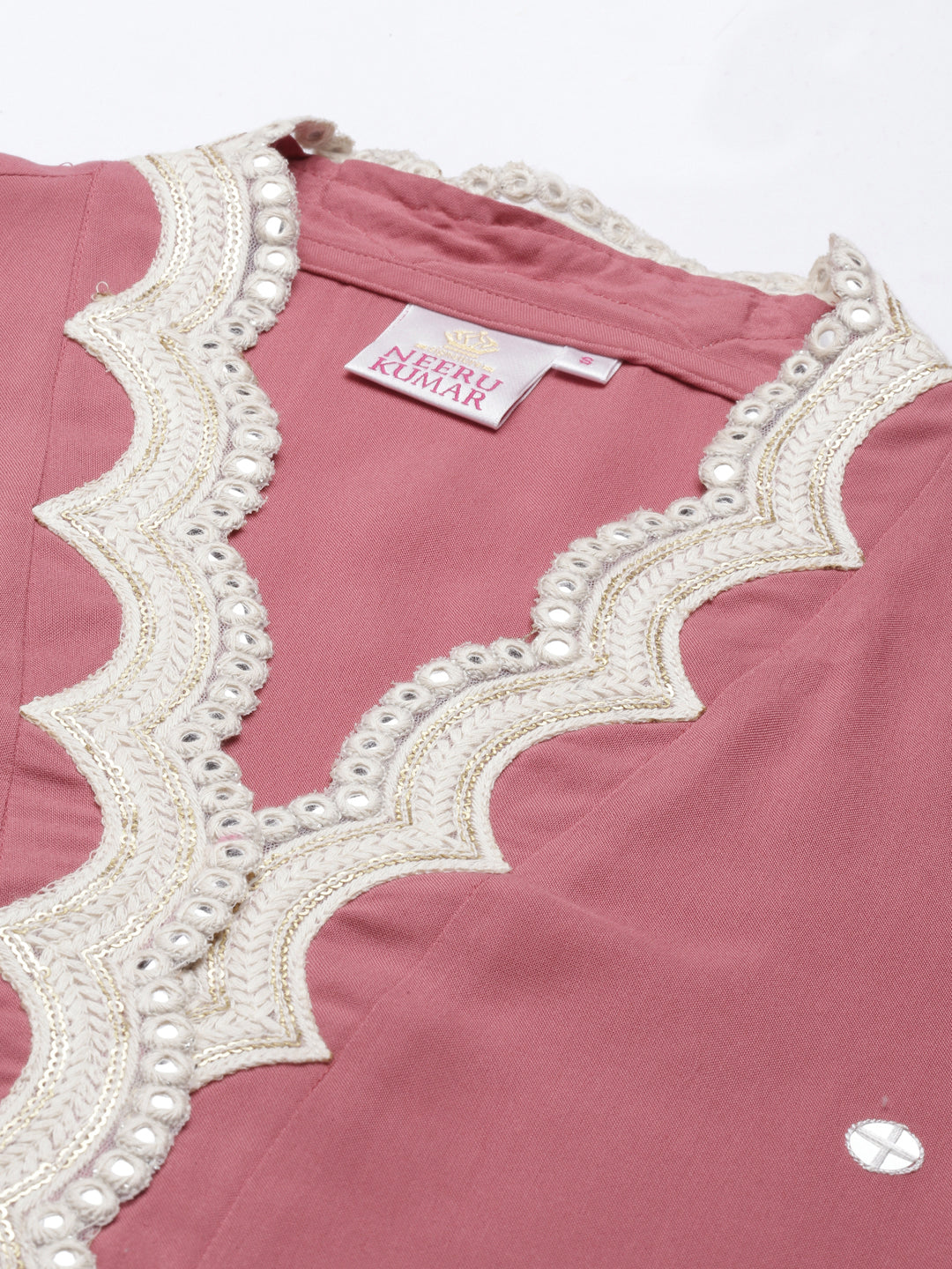 Neerus Onion Color Rayon Fabric Kurta