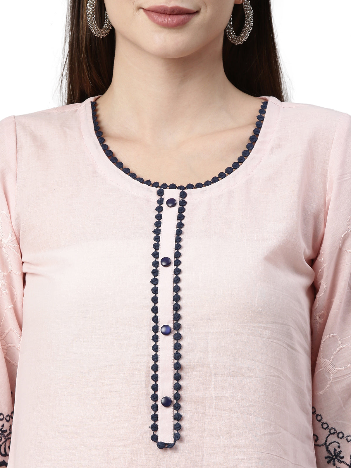 Neeru's Baby Pink Color Cotton Fabric Kurta Set