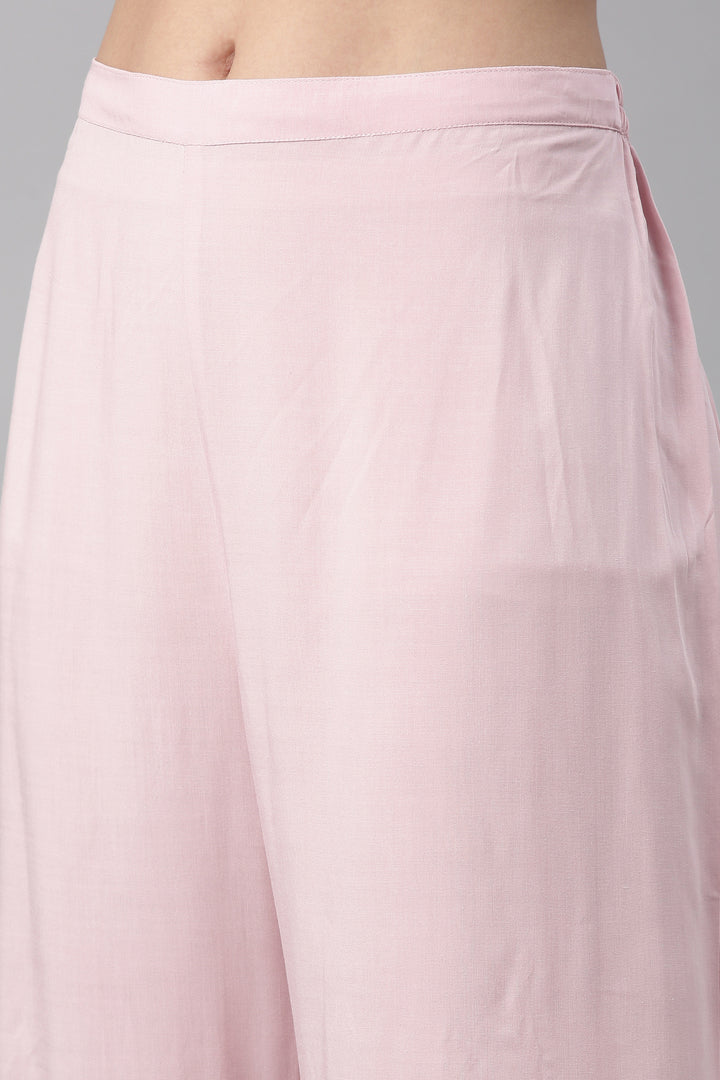 Neerus Baby Pink Color Cotton Fabric Kurta Set