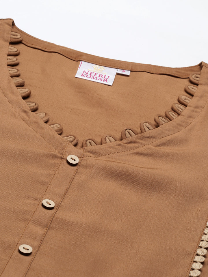 Neerus D Beige Color Rayon Fabric Kurta