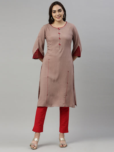 Neeru'S BEIGE Color RAYON Fabric Kurta