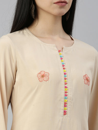 Neeru's Cream Color Rayon Fabric Kurta