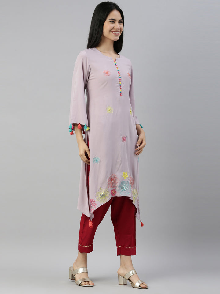 Neerus Grey Color Rayon Fabric Kurta