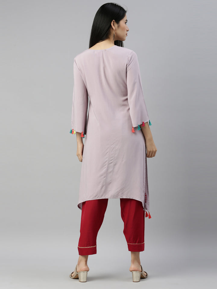 Neerus Grey Color Rayon Fabric Kurta