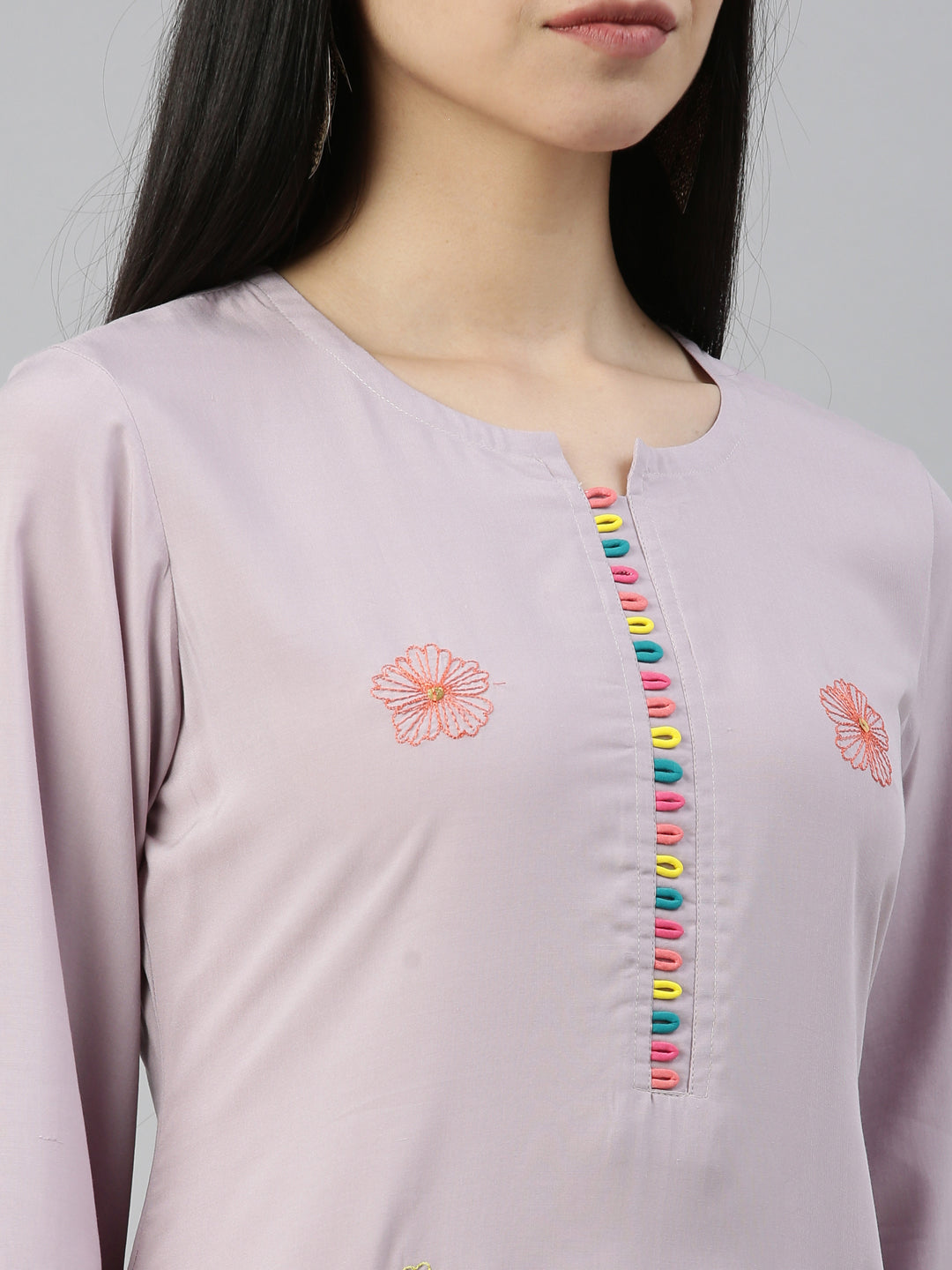 Neerus Grey Color Rayon Fabric Kurta