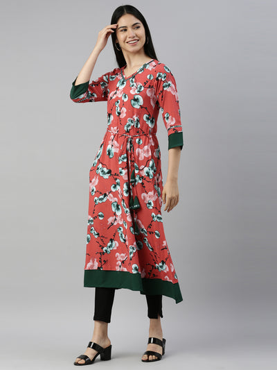 Neeru'S RUST Color RAYON Fabric kurta