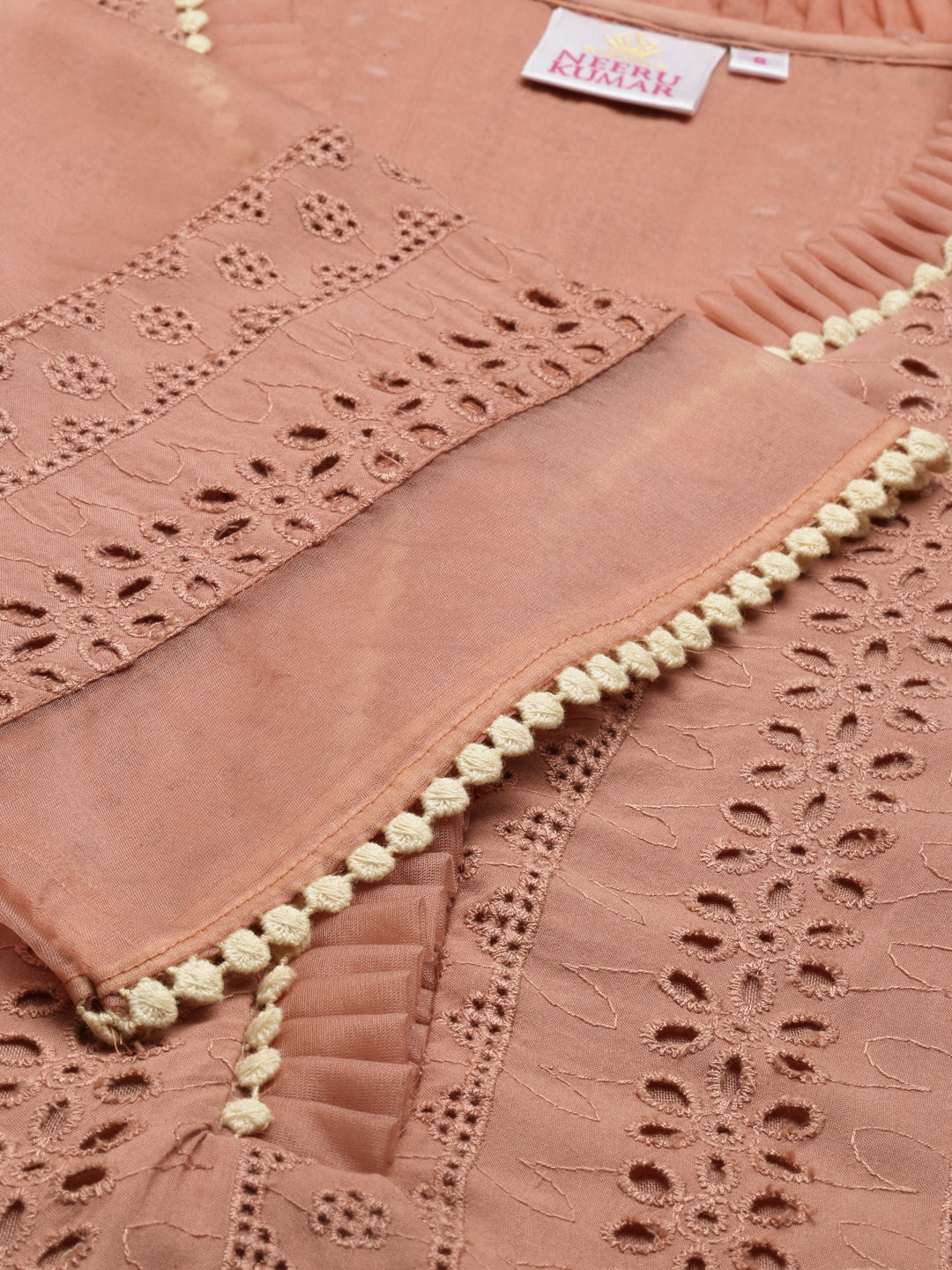 Neerus Onion Color Chiken Fabric Kurta