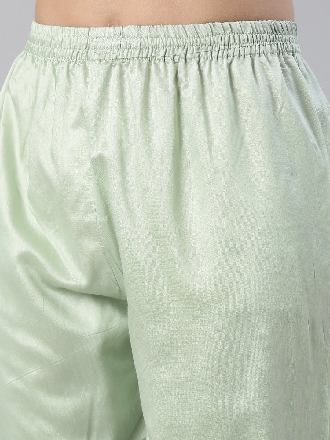 Neerus Women Pista Yoke Design Calf Length Kurta And Trousers With Dupatta