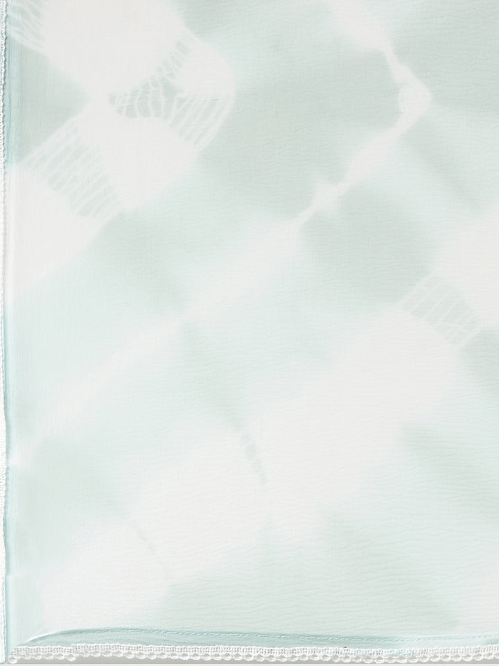 Neerus Blue solid straight kurta set with trouser and dupatta - detail view 4