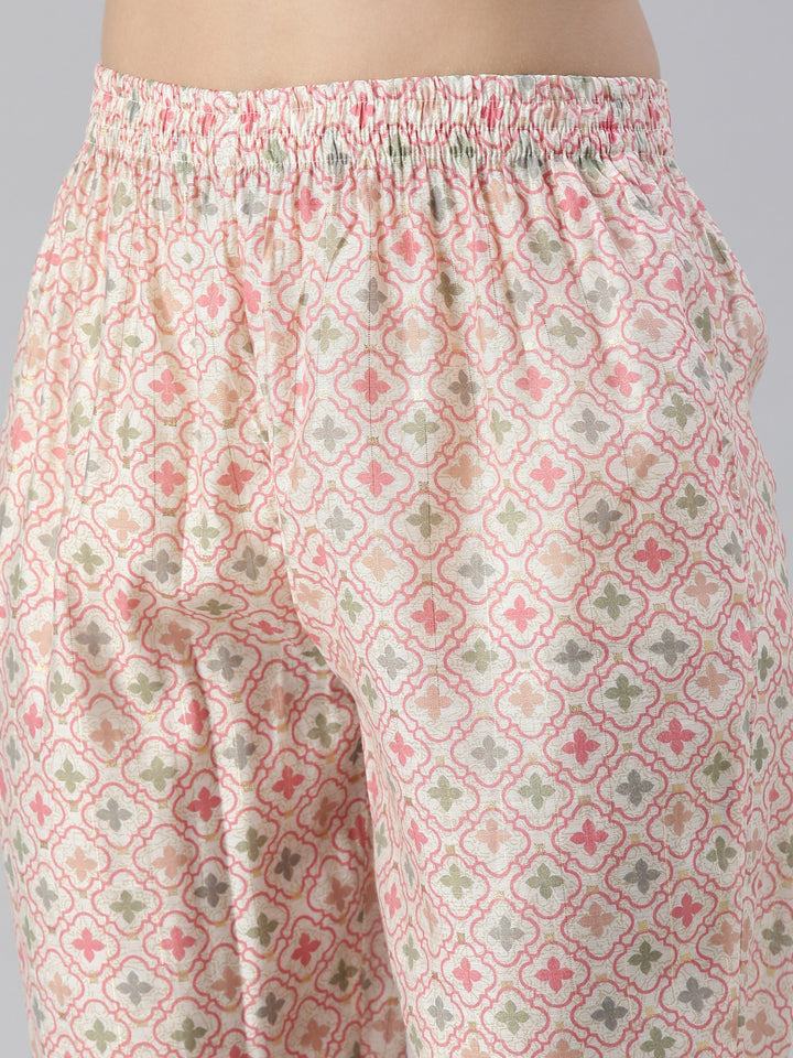 Neerus Multi printed straight kurta set with trouser and dupatta - detail view 3