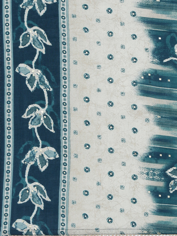 Neerus Green Regular Knee Length Printed Kurta Printed Trousers With Dupatta