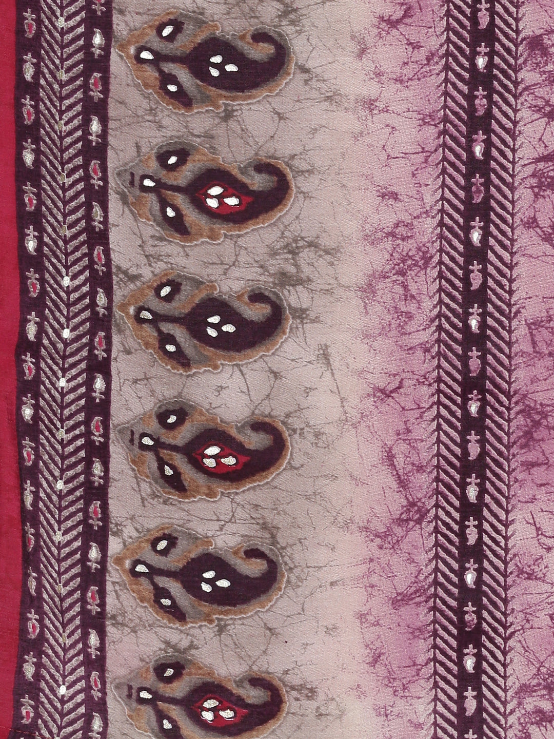 Neerus Purple printed kurta set with trouser and dupatta - detail view 3