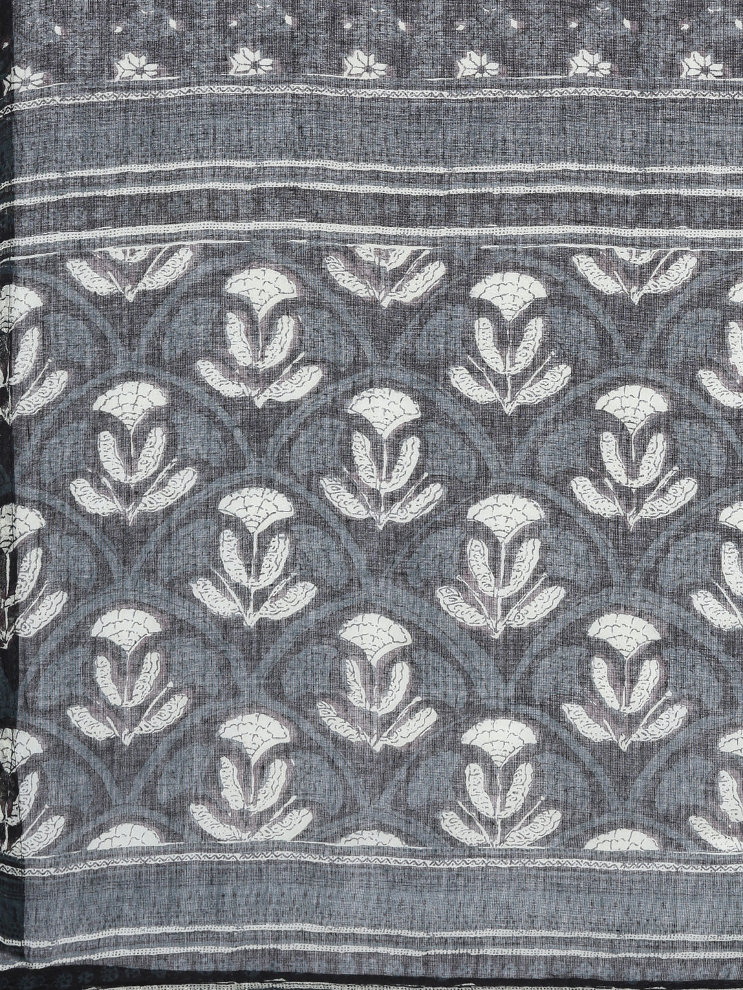Neerus Grey cotton printed kurta sharara set with dupatta - detail view 4