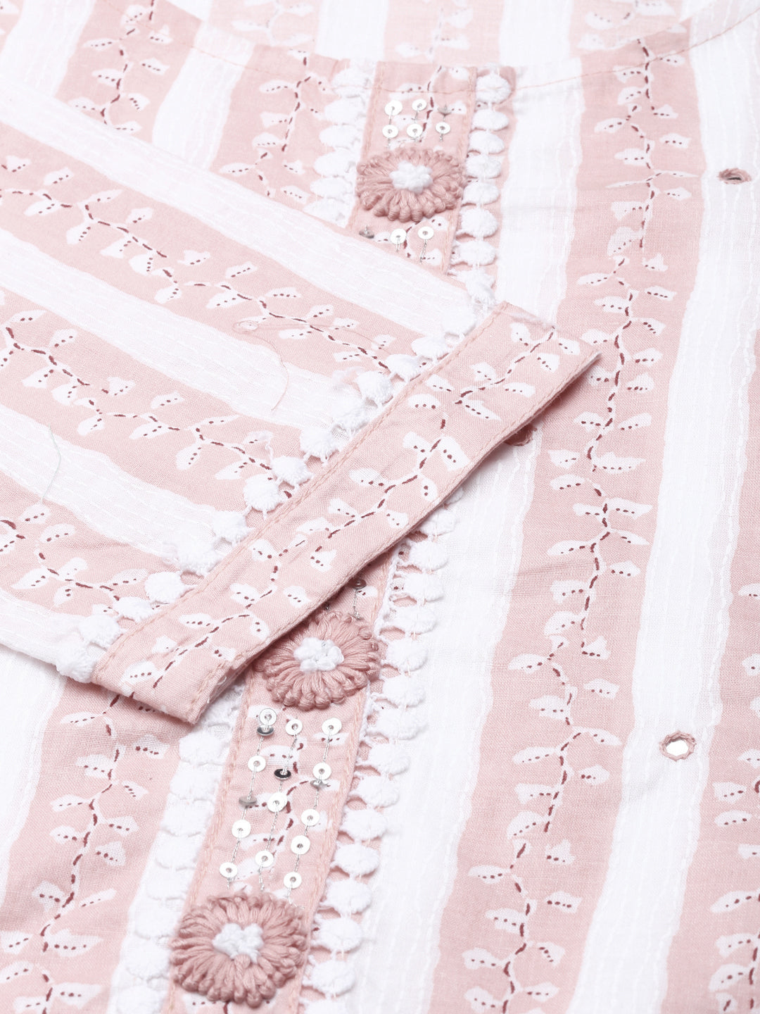Neerus Pink solid straight kurta set with trouser and dupatta - detail view 2