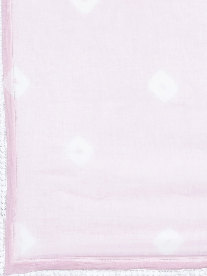 Neerus Pink solid straight kurta set with trouser and dupatta - detail view 4