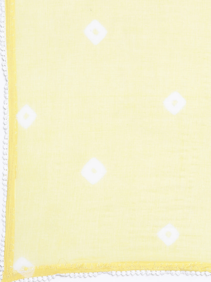 Neerus Yellow Regular Knee Length Solid Kurta Solid Trousers With Dupatta