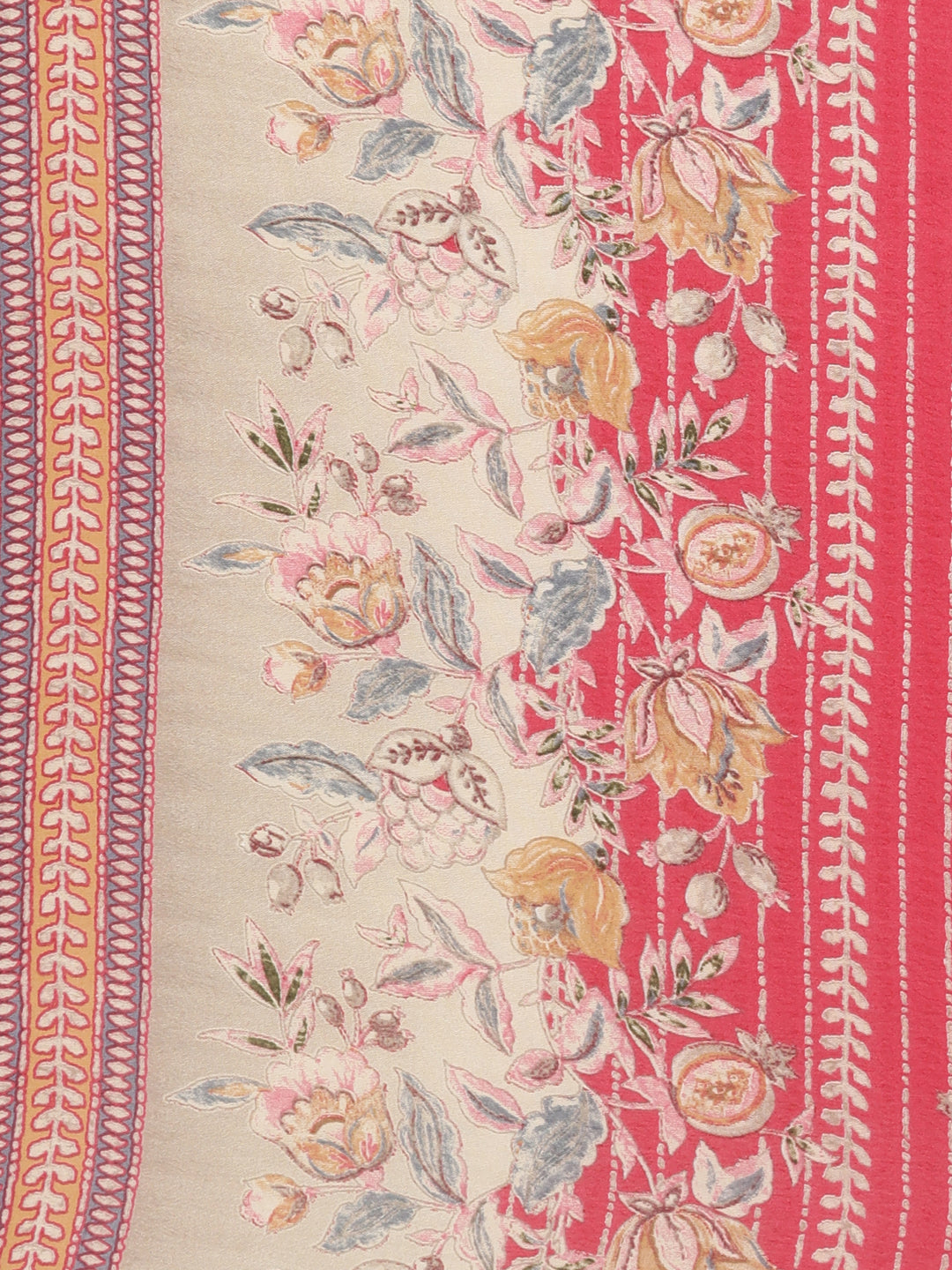 Neerus Red printed kurta set with trouser and dupatta - detail view 4