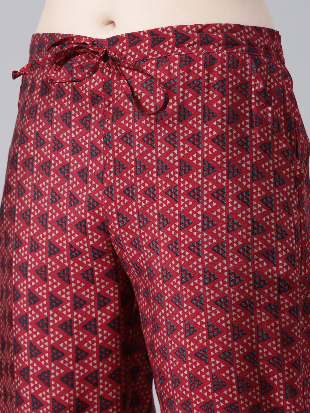 Neerus Magenta Regular Knee Length Printed Kurta Printed Trousers With Dupatta