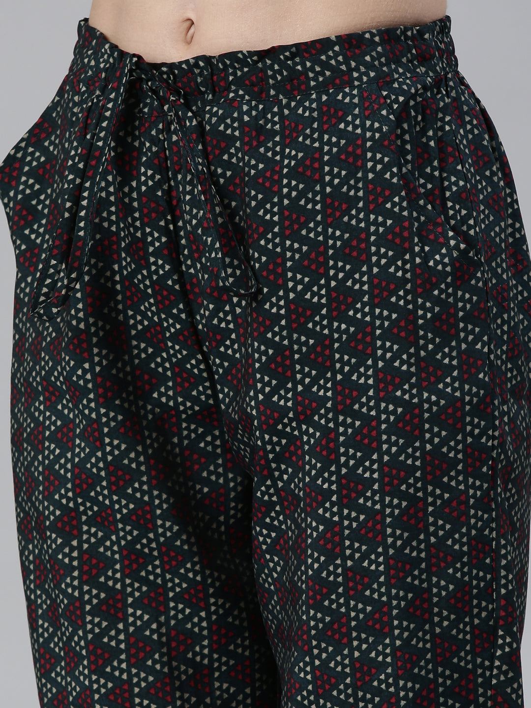 Neerus Green Regular Knee Length Printed Kurta Printed Trousers With Dupatta