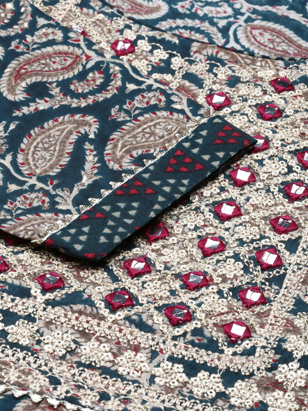 Neerus Green Regular Knee Length Printed Kurta Printed Trousers With Dupatta