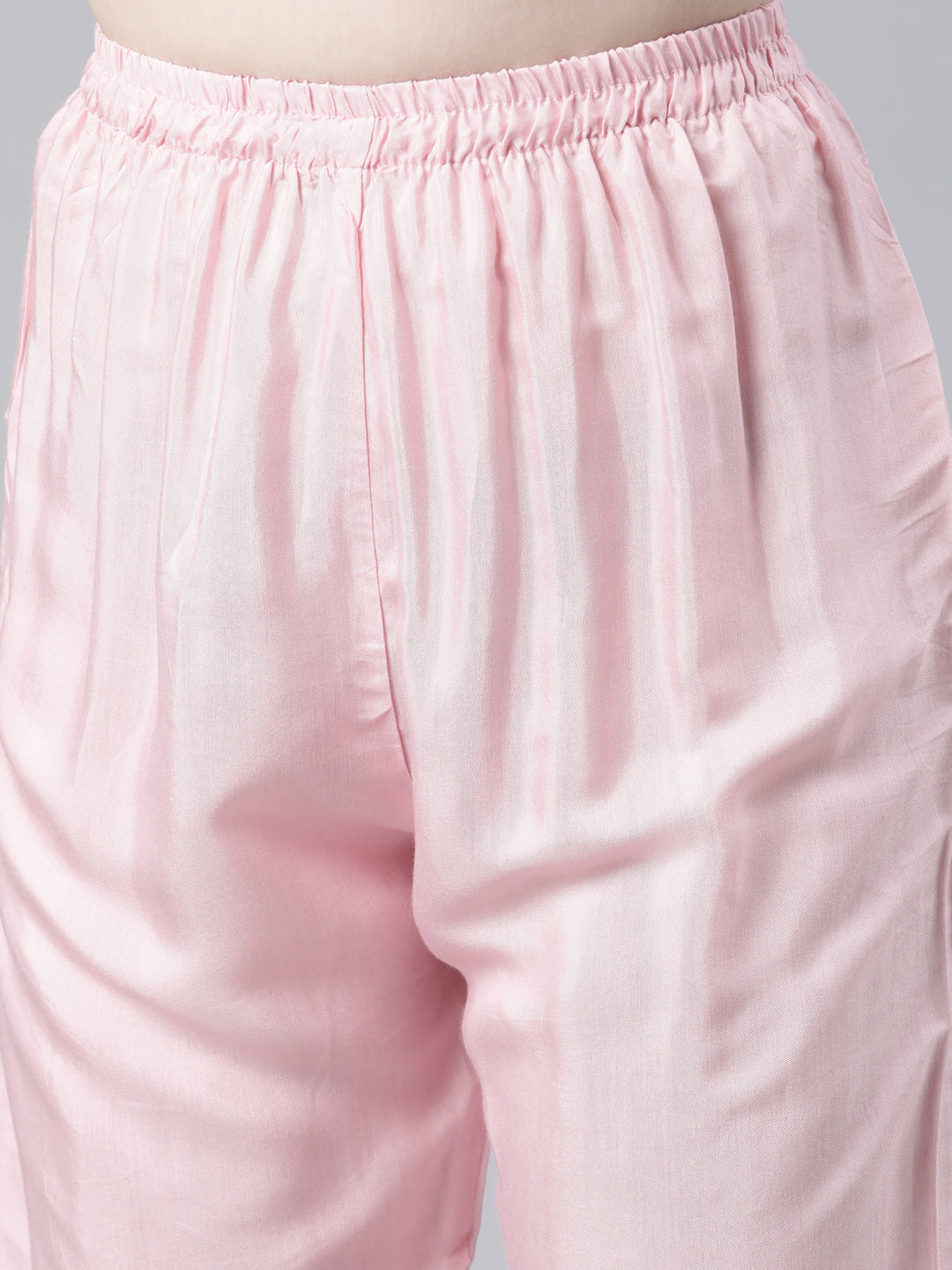 Neerus Orange printed kurta set with trouser and dupatta - detail view 3