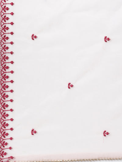 Neerus Peach Regular Knee Length Printed Kurta Embroidered Palazzos With Dupatta