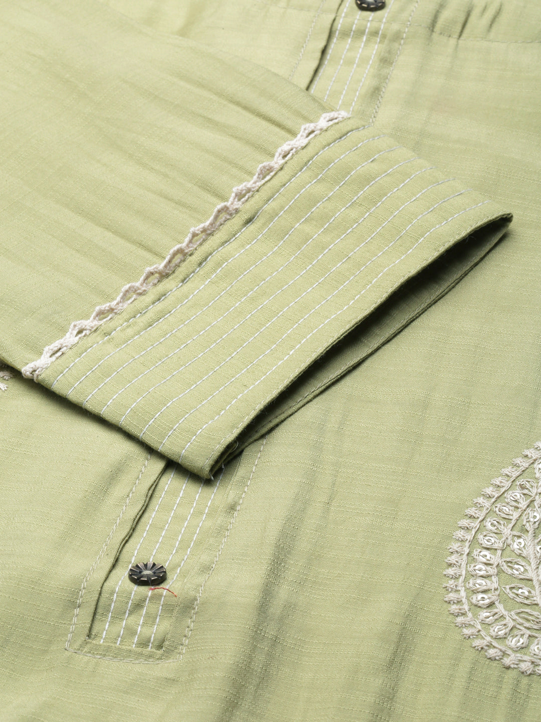 Neerus Green Straight Embroidered Cotton Kurtas