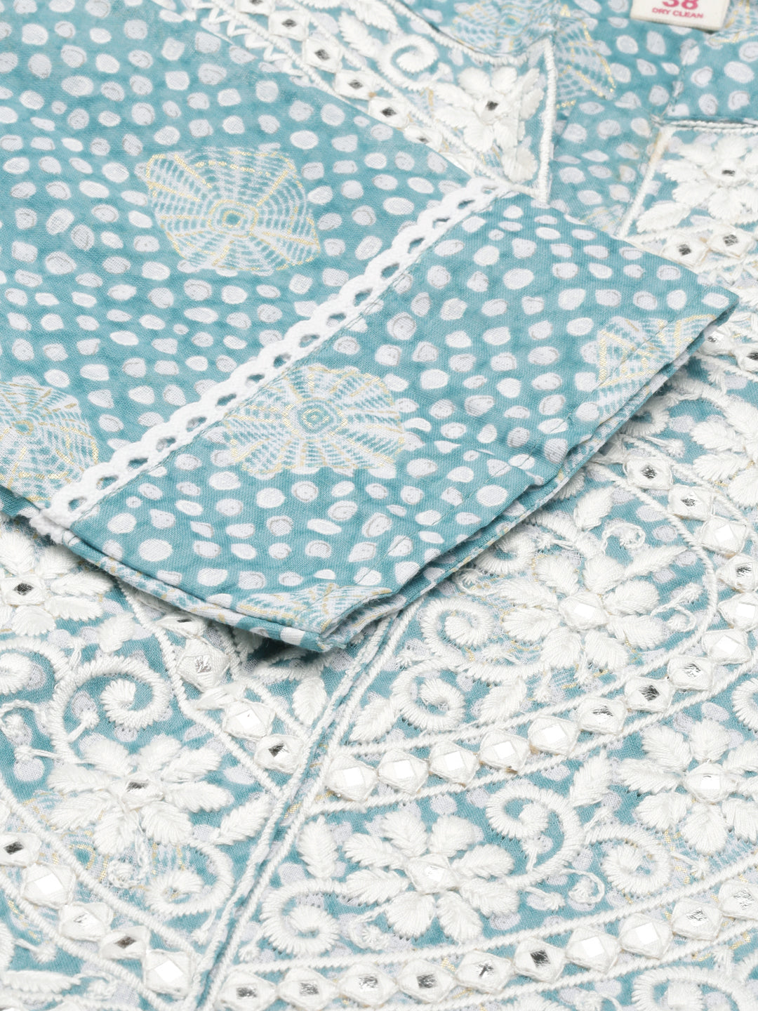 Neerus Green Straight Printed Cotton Kurtas